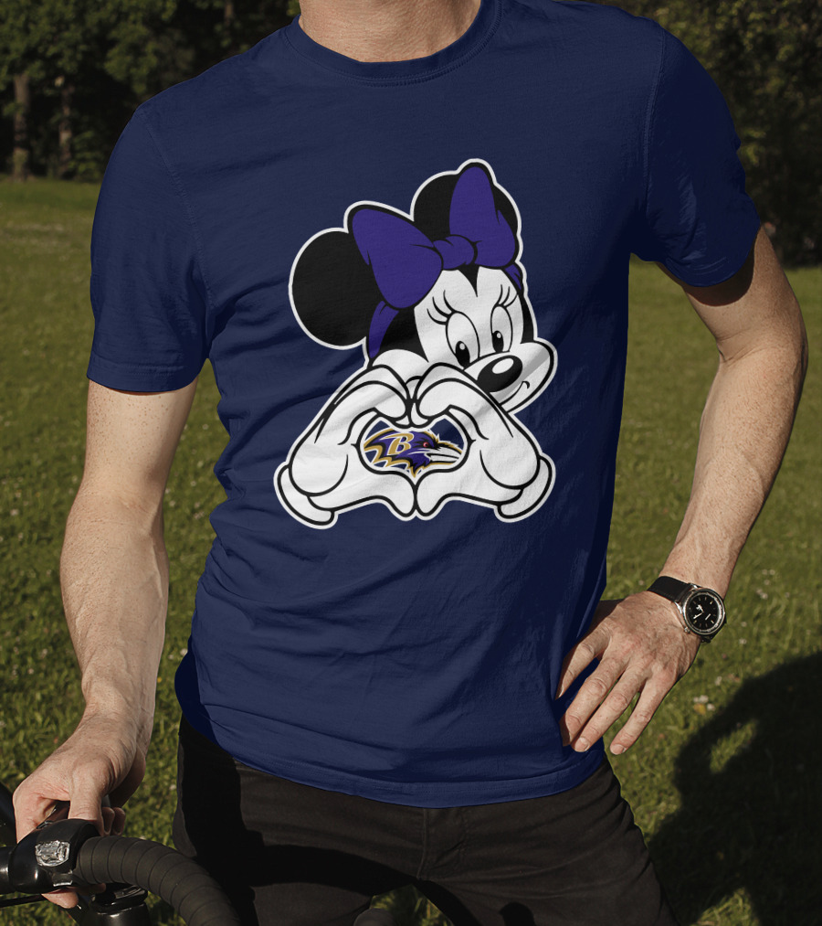 Baltimore Ravens Minnie Mouse Heart Hands T-Shirt