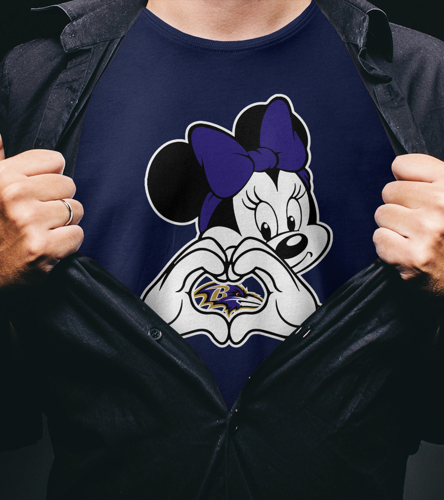 Baltimore Ravens Minnie Mouse Heart Hands T-Shirt