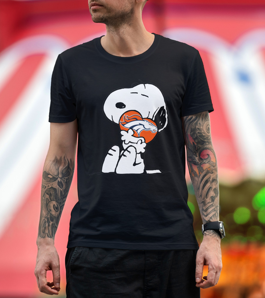 Snoopy Hugging Denver Broncos Football T-Shirt