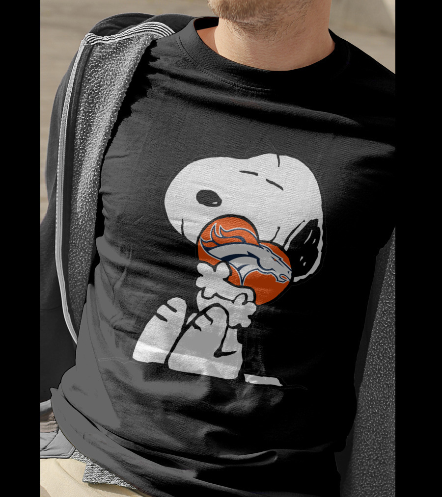 Snoopy Hugging Denver Broncos Football T-Shirt