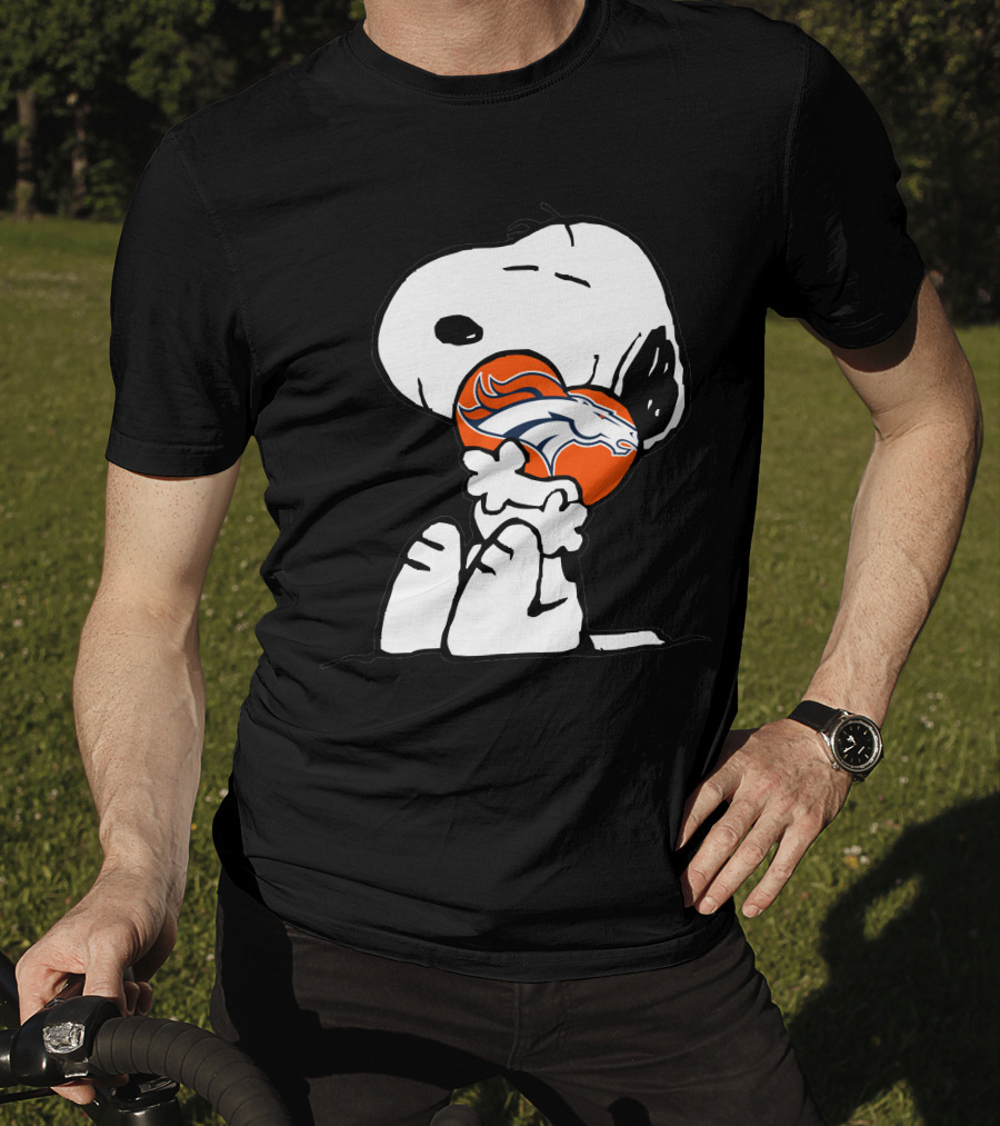 Snoopy Hugging Denver Broncos Football T-Shirt