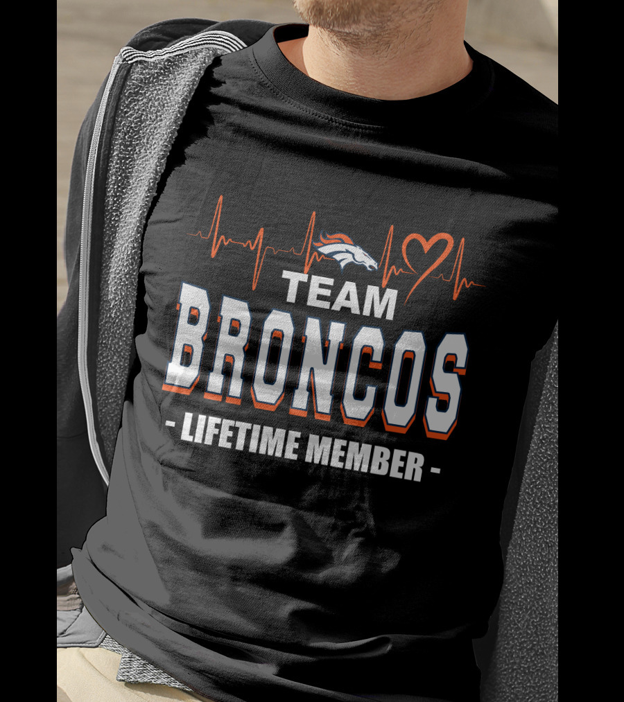Team Broncos Lifetime Member Heartbeat T-Shirt