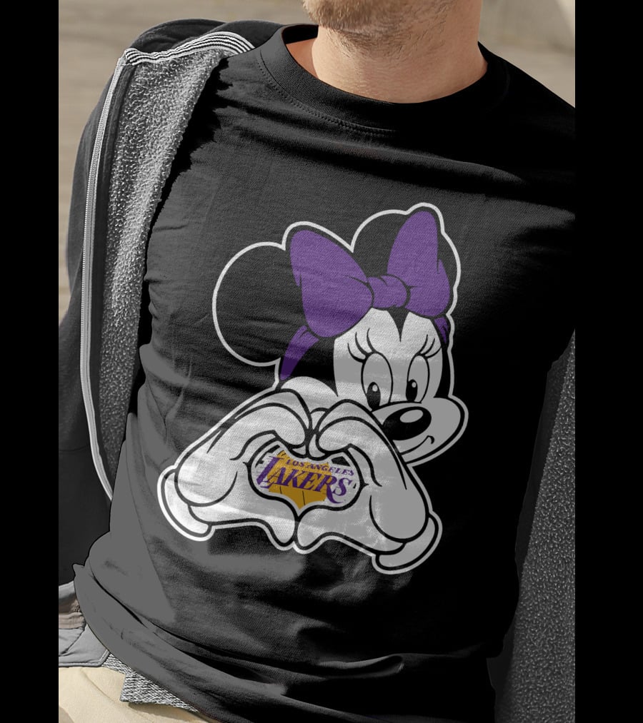 Los Angeles Lakers Minnie Mouse Heart Hands T-Shirt