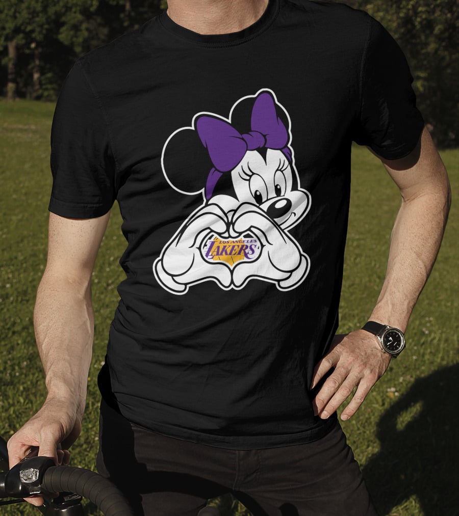 Los Angeles Lakers Minnie Mouse Heart Hands T-Shirt