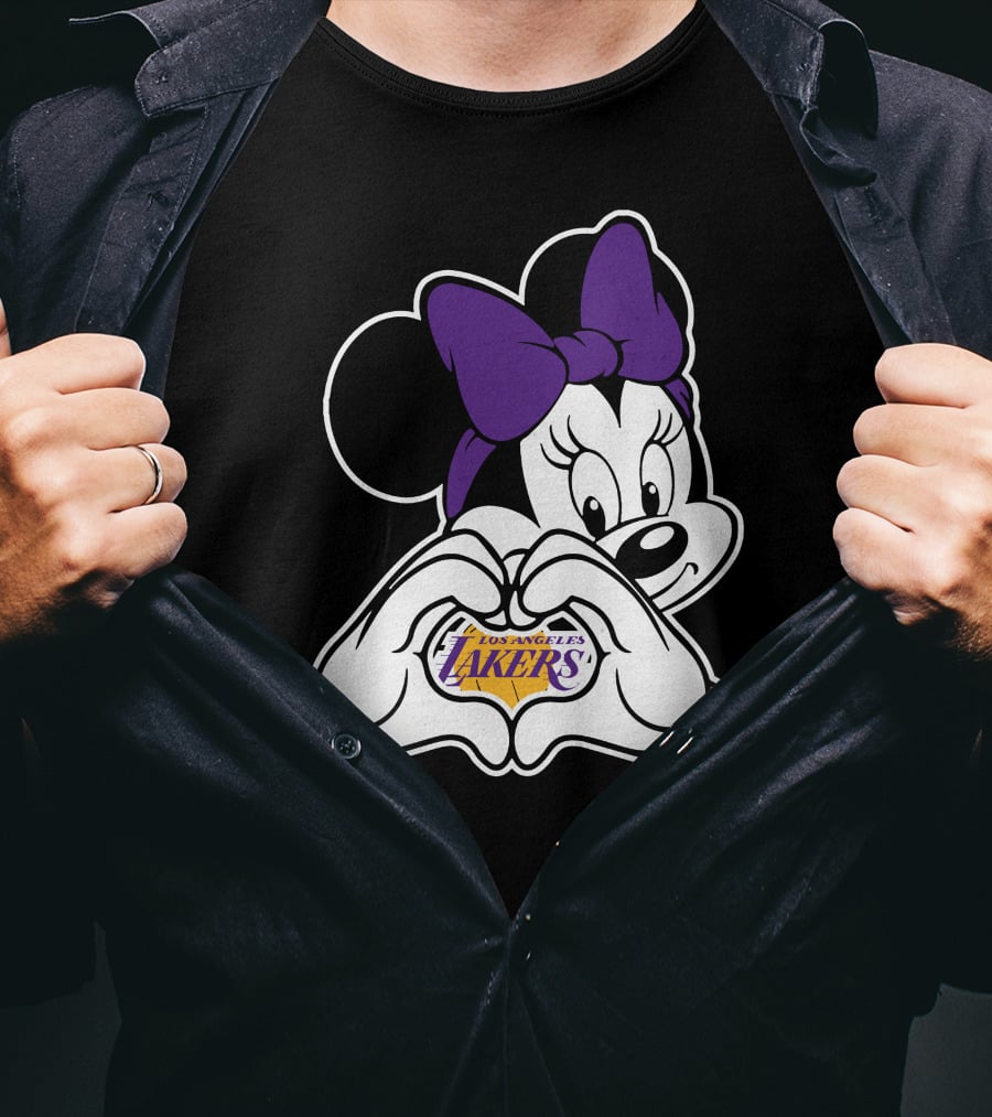 Los Angeles Lakers Minnie Mouse Heart Hands T-Shirt