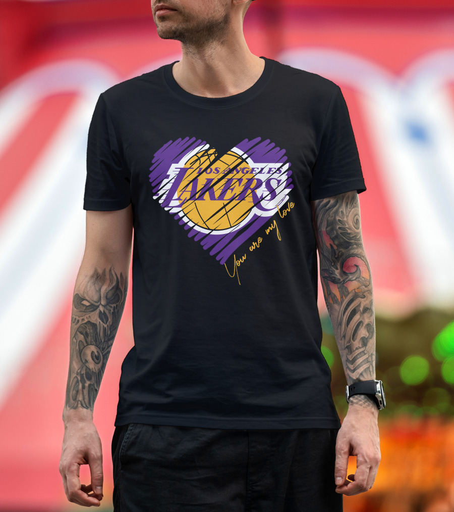 Los Angeles Lakers You Are My Love Heart Basketball T-Shirt
