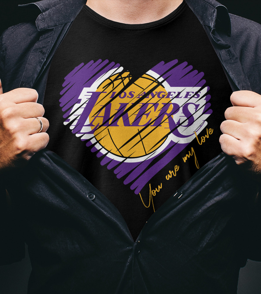 Los Angeles Lakers You Are My Love Heart Basketball T-Shirt