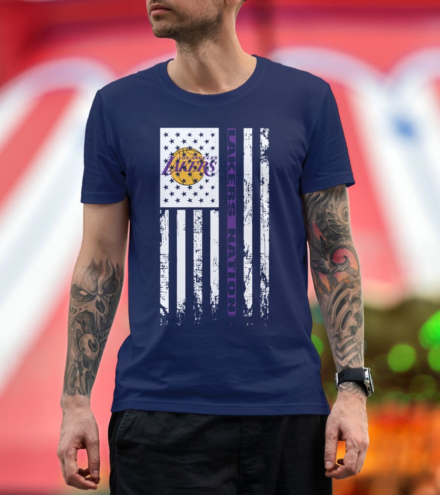 Los Angeles Lakers Nation Flag Stars Stripes T-Shirt