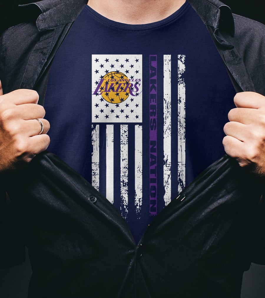Los Angeles Lakers Nation Flag Stars Stripes T-Shirt