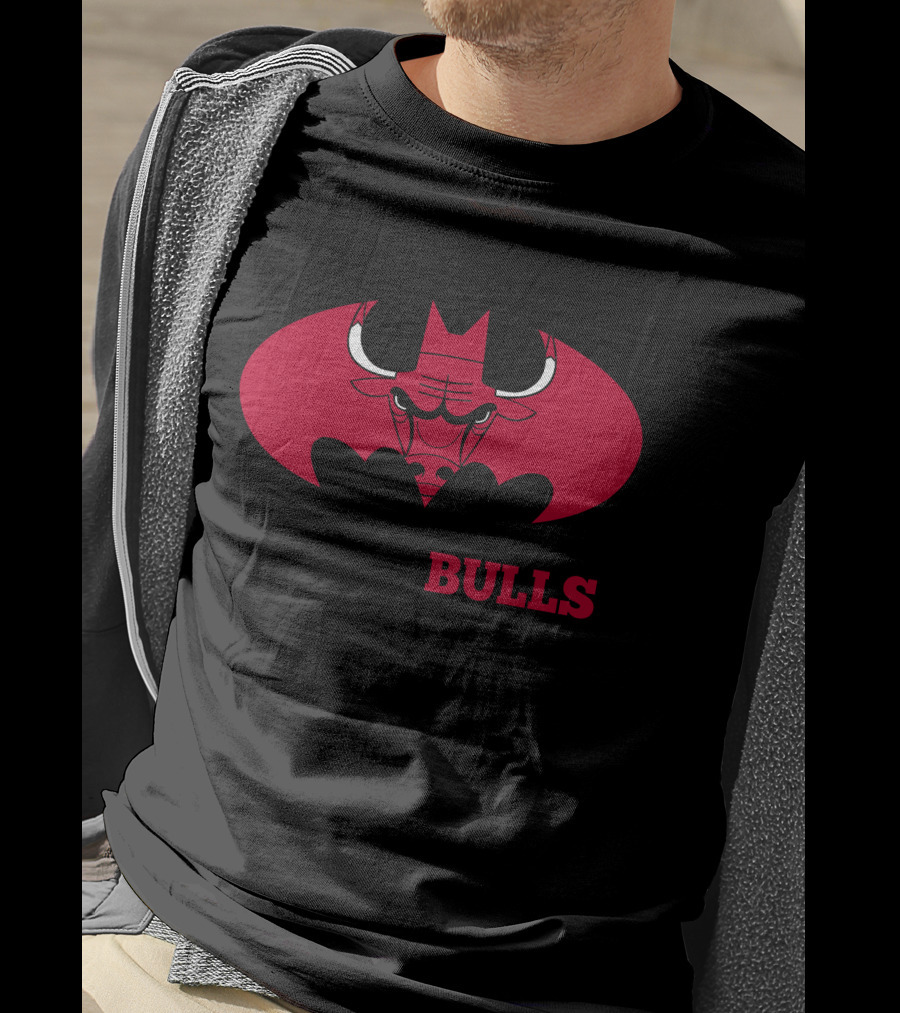 Chicago Bulls Red Batman Logo Mashup T-Shirt