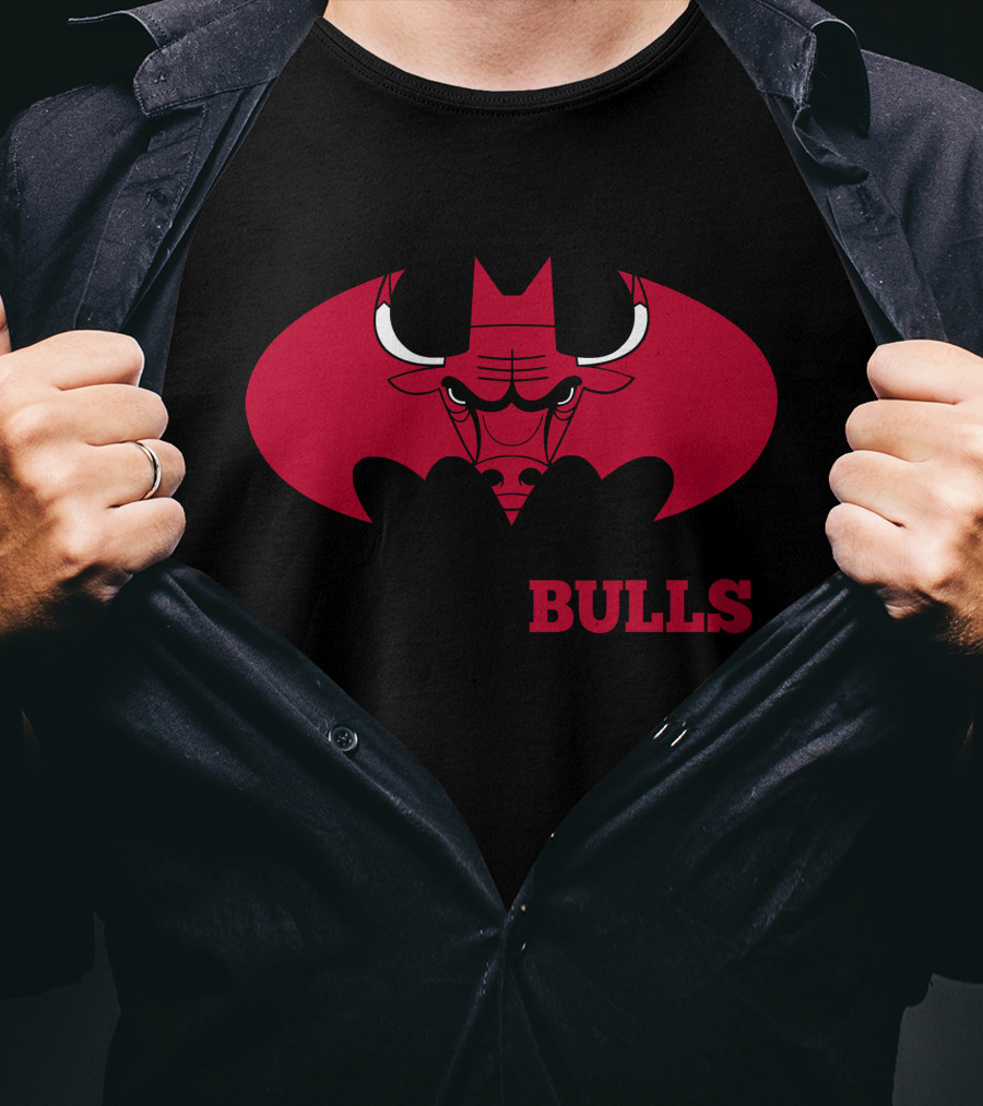 Chicago Bulls Red Batman Logo Mashup T-Shirt