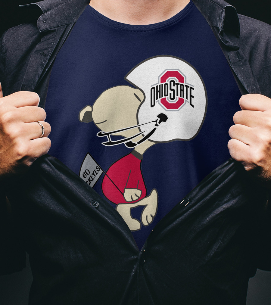 Go Buckeyes Ohio State Buckeyes Peanuts Character Football Helmet T-Shirt