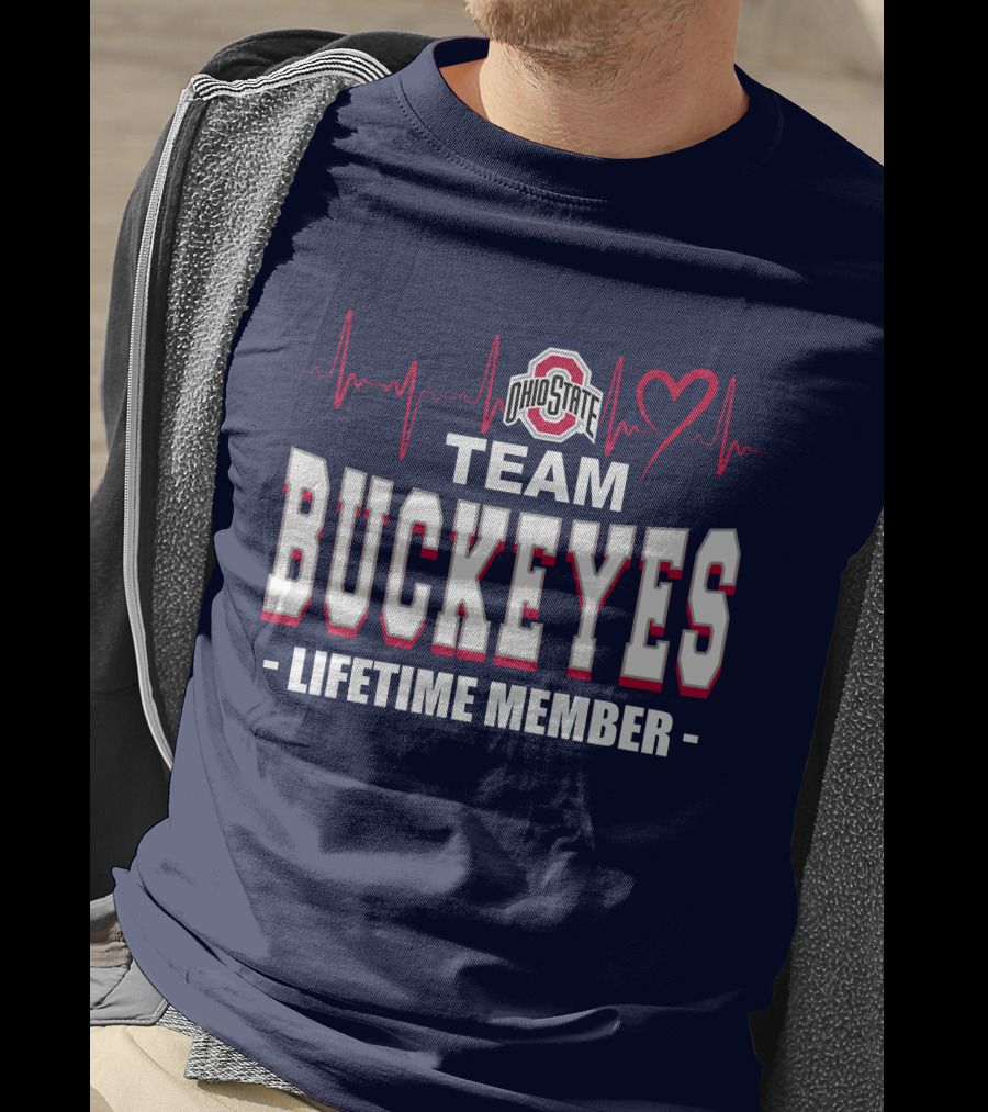 Ohio State Team Buckeyes Lifetime Member Heartbeat T-Shirt