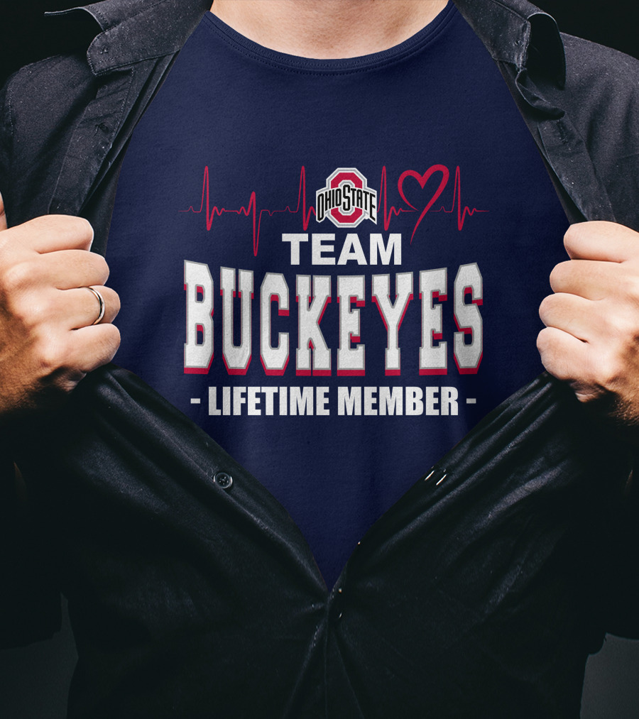 Ohio State Team Buckeyes Lifetime Member Heartbeat T-Shirt