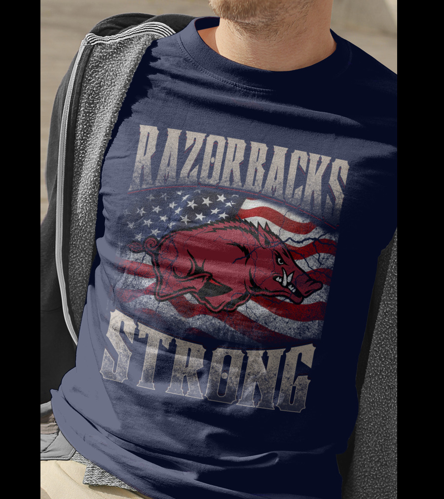 Razorbacks Strong American Flag T-Shirt