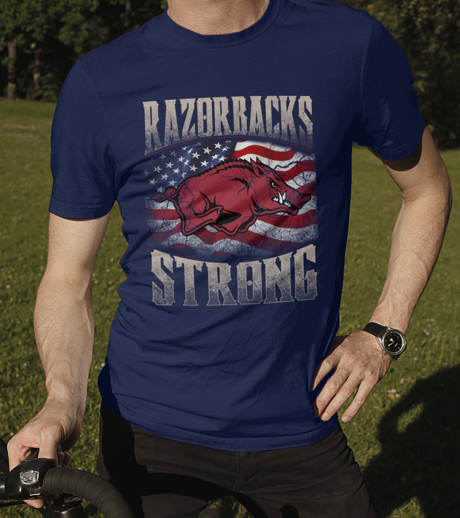 Razorbacks Strong American Flag T-Shirt