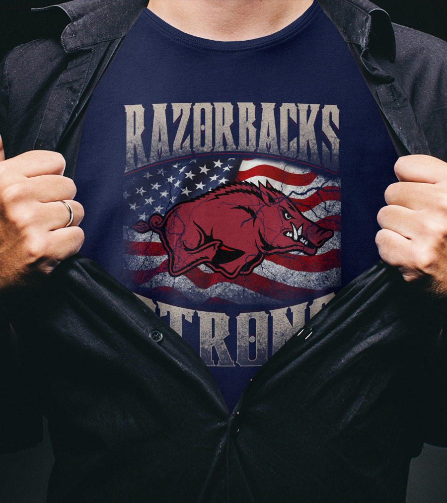 Razorbacks Strong American Flag T-Shirt