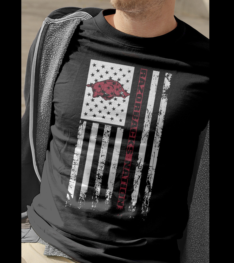 Arkansas Razorbacks Nation Flag Usa T-Shirt