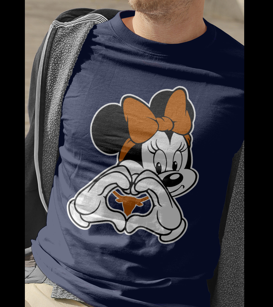 Texas Longhorns Minnie Mouse Heart Hands T-Shirt