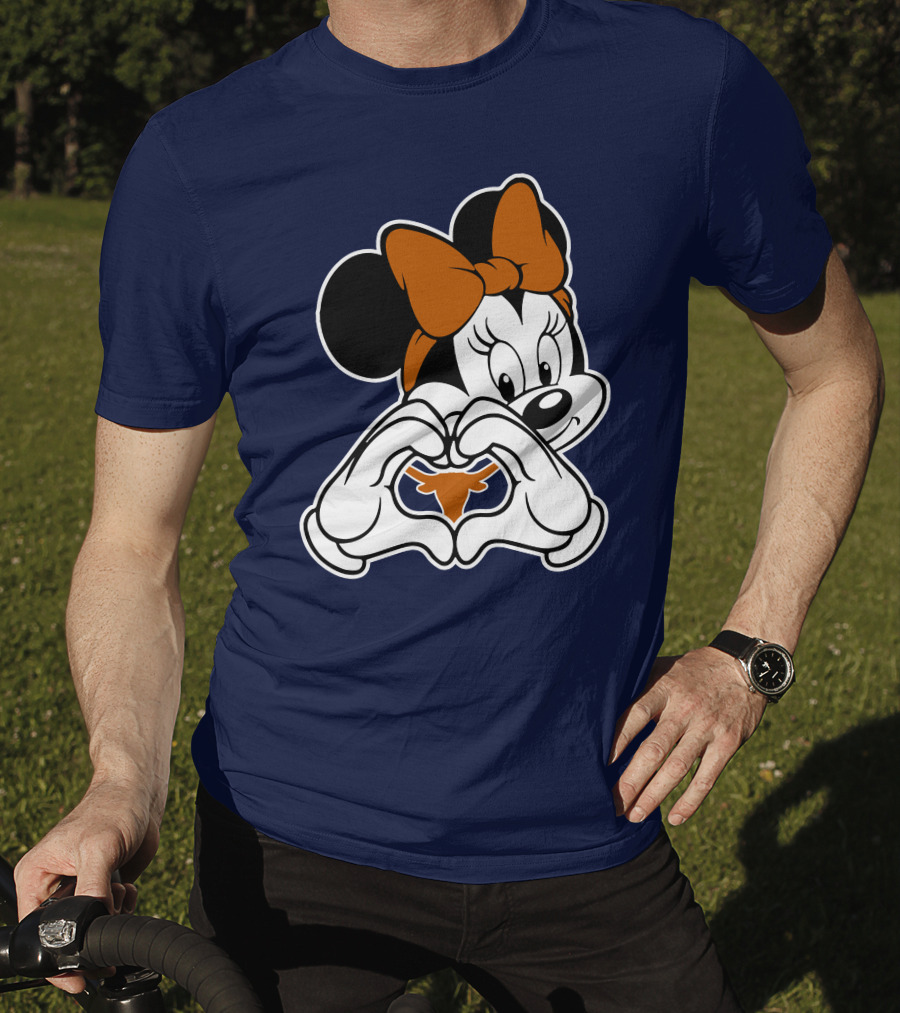 Texas Longhorns Minnie Mouse Heart Hands T-Shirt