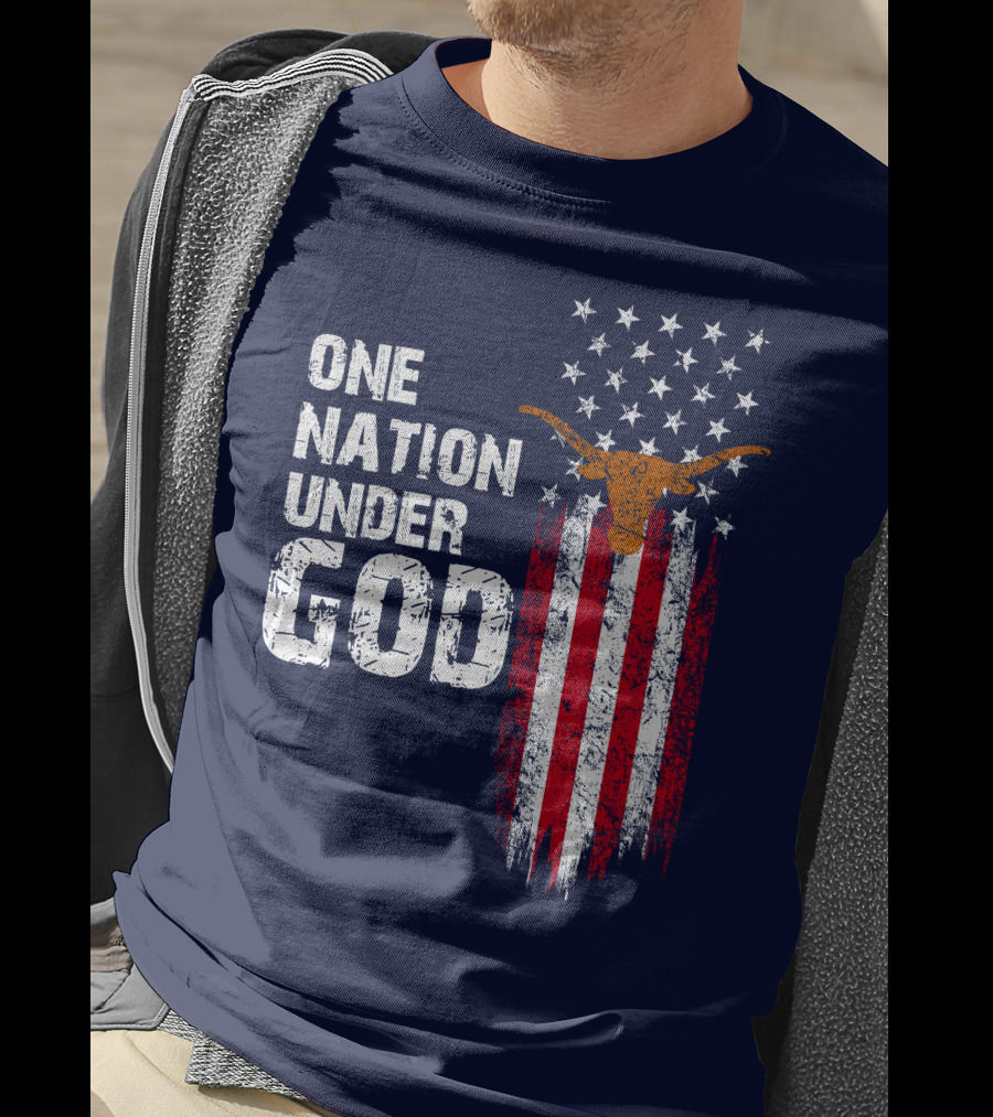 One Nation Under God Texas Longhorns Flag Usa T-Shirt