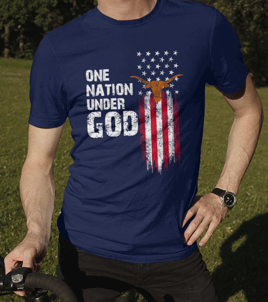 One Nation Under God Texas Longhorns Flag Usa T-Shirt