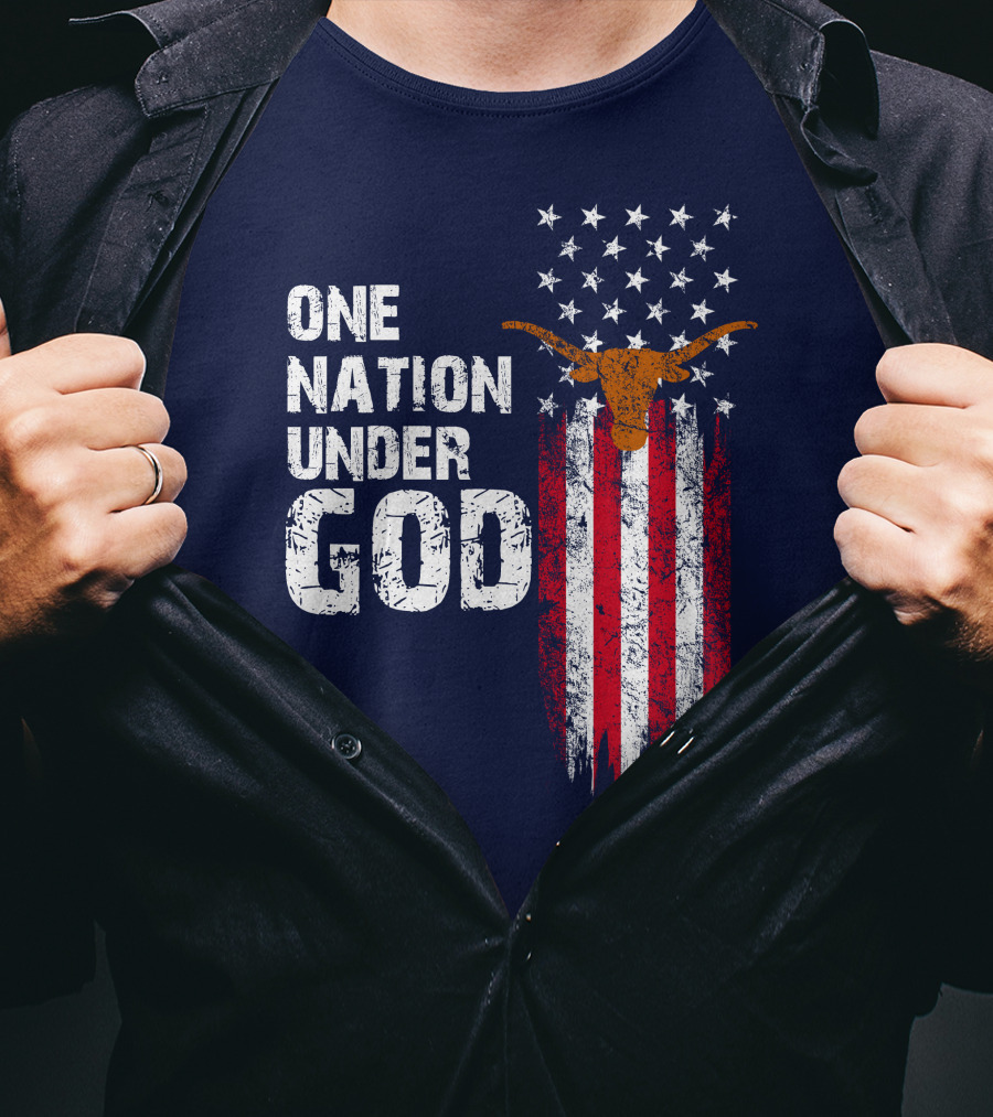 One Nation Under God Texas Longhorns Flag Usa T-Shirt