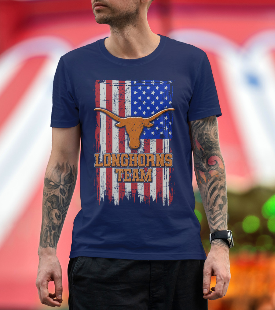 Longhorns Team American Flag T-Shirt