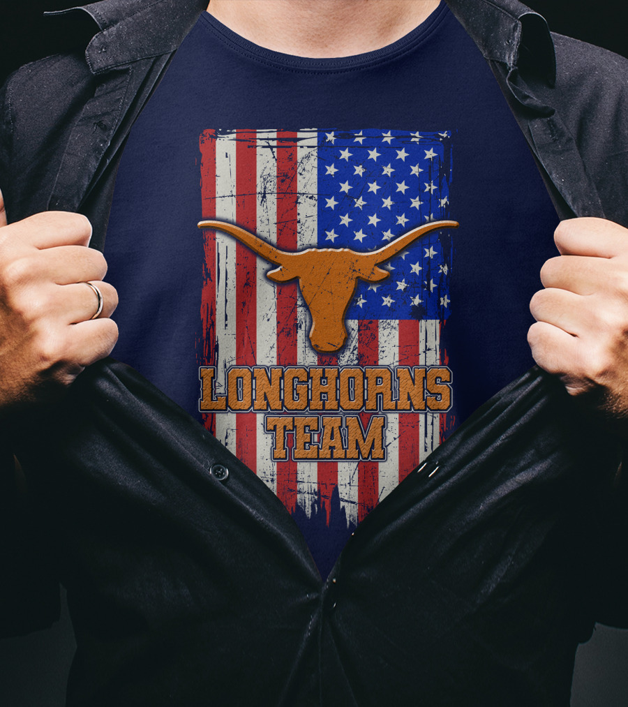 Longhorns Team American Flag T-Shirt