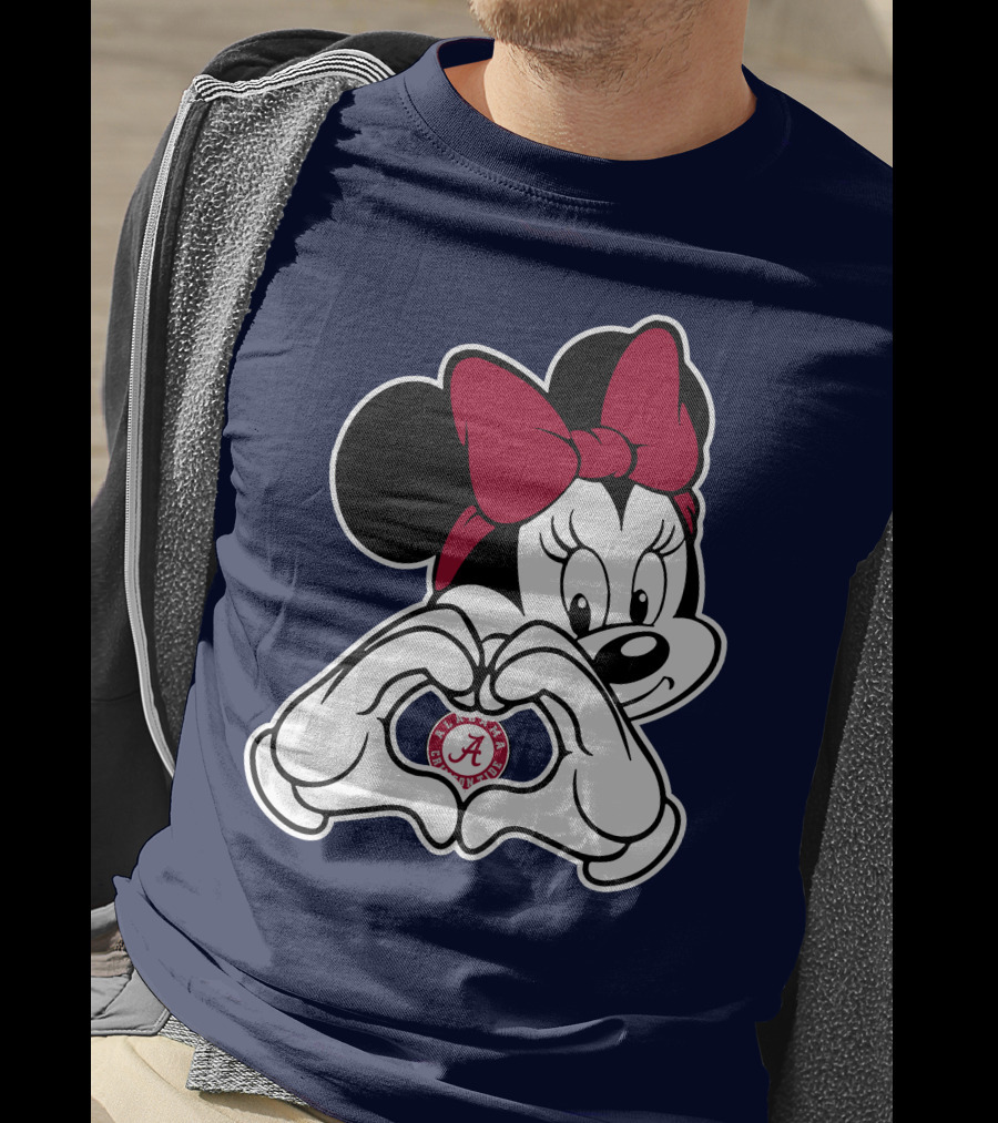Alabama Crimson Tide Minnie Heart Hands T-Shirt