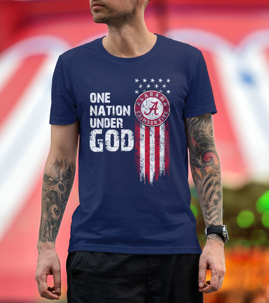 One Nation Under God Alabama Crimson Tide Stars And Stripes T-Shirt
