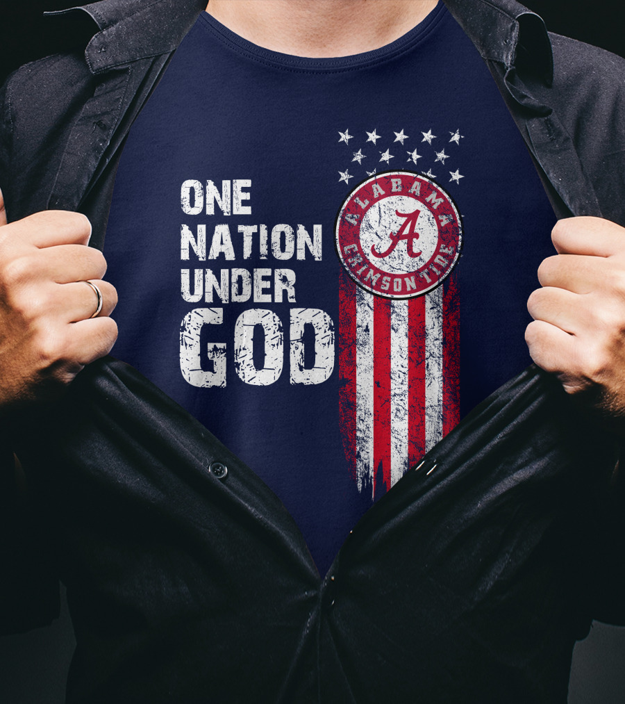 One Nation Under God Alabama Crimson Tide Stars And Stripes T-Shirt