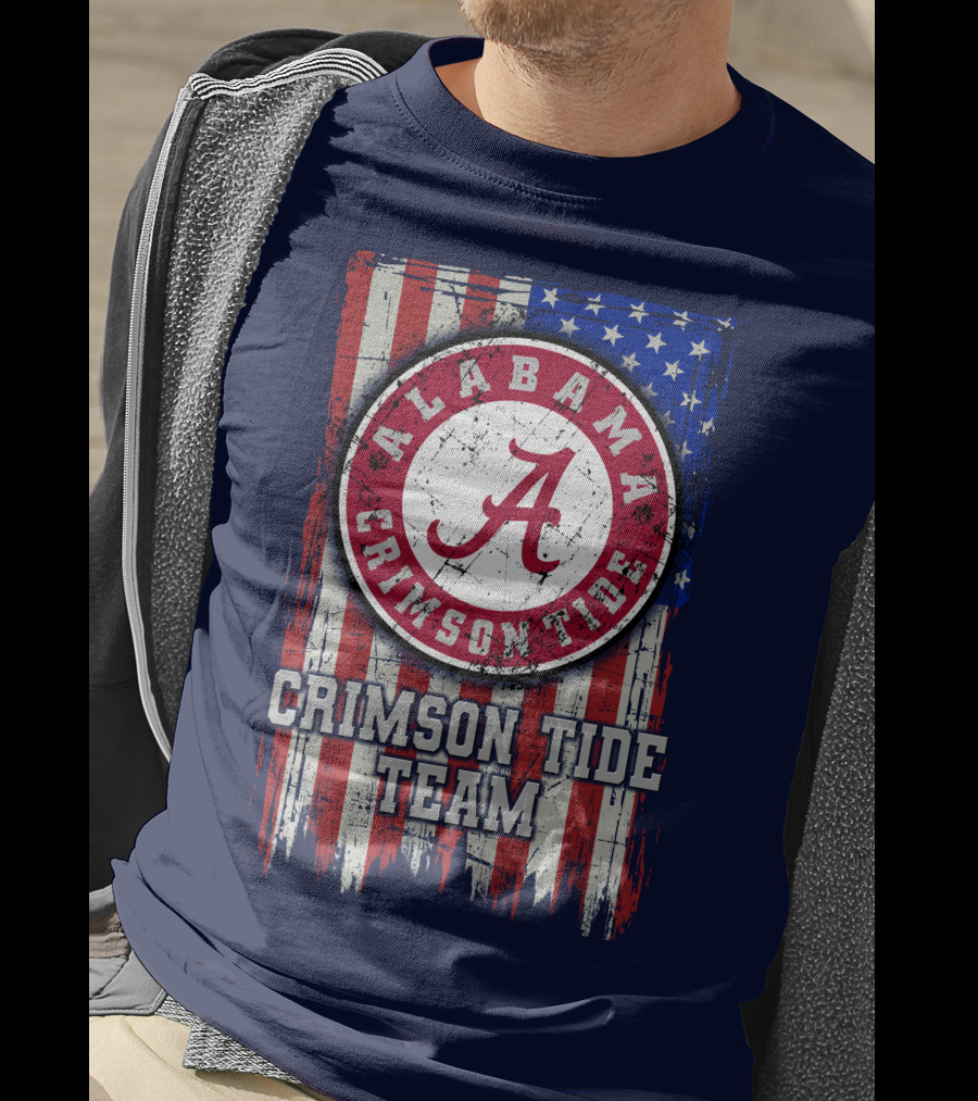 Alabama Crimson Tide Team Flag Usa T-Shirt