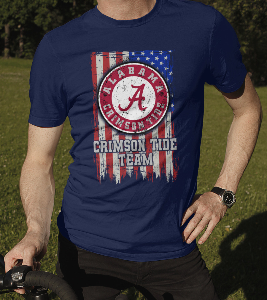 Alabama Crimson Tide Team Flag Usa T-Shirt