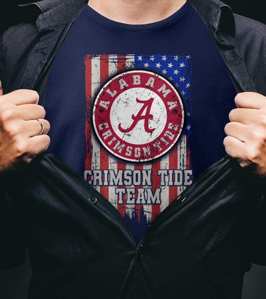 Alabama Crimson Tide Team Flag Usa T-Shirt