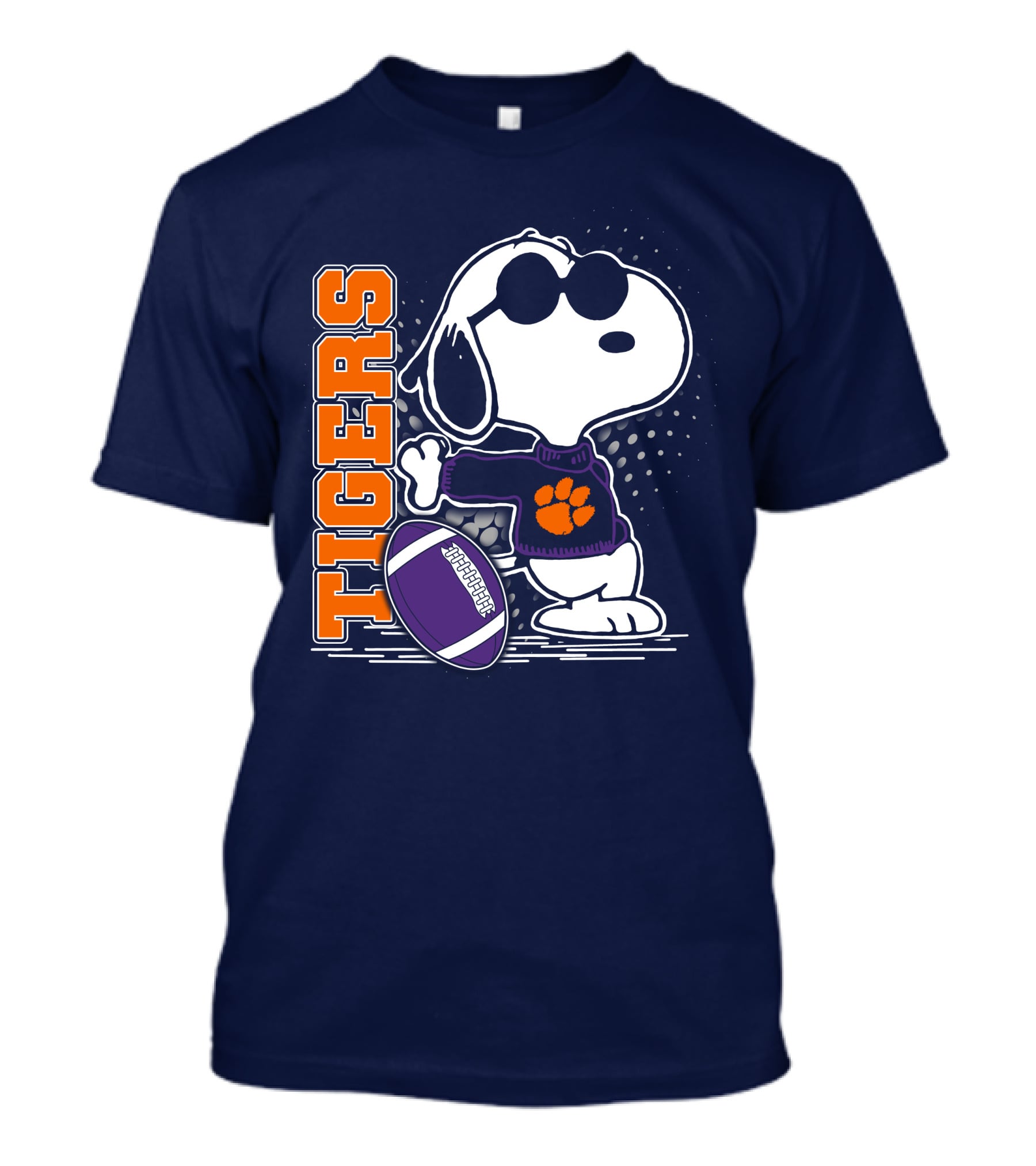 Tigers Snoopy Clemson Football Paw Print T-Shirt