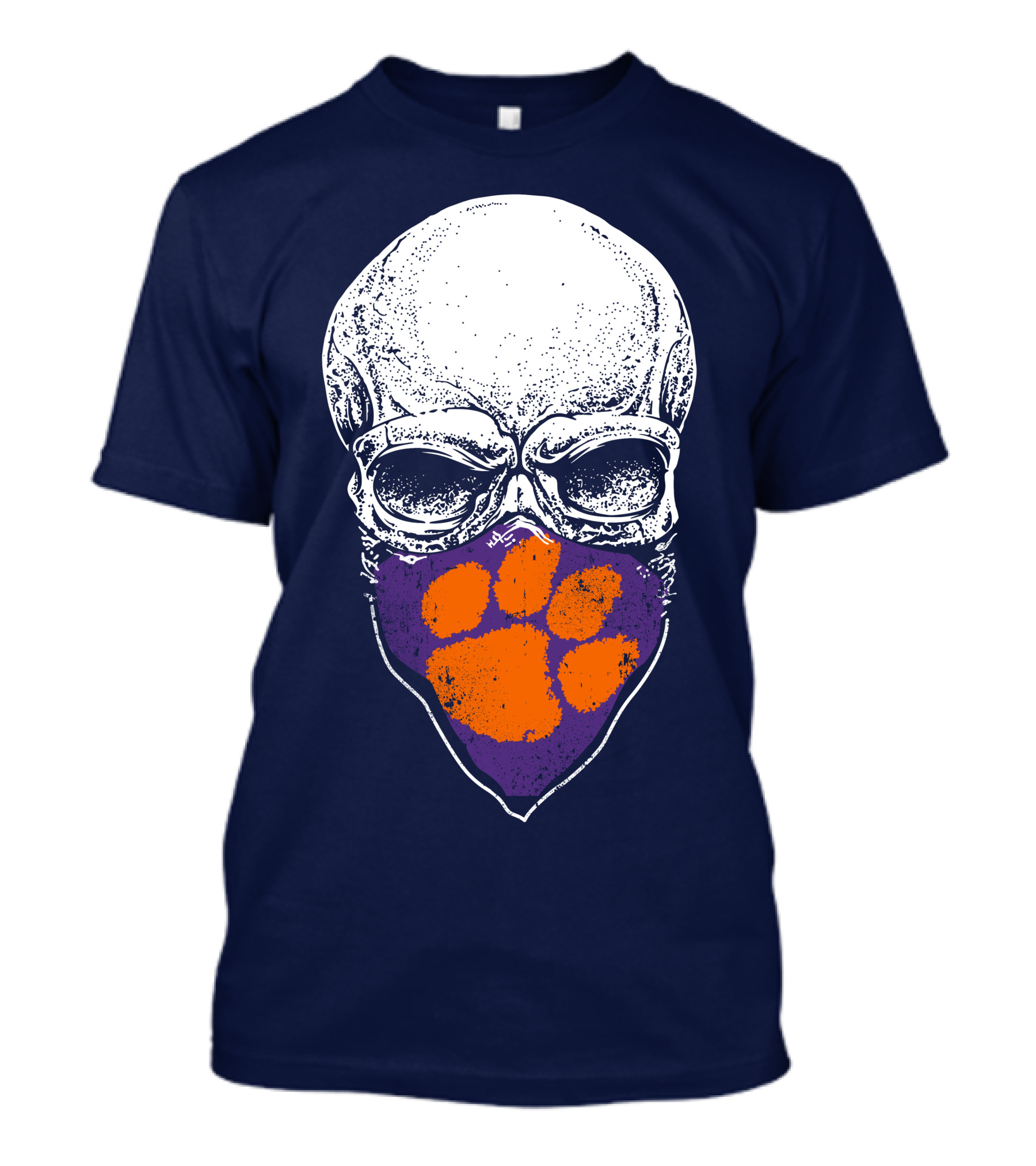 Clemson Tigers Skull With Paw Print Bandana T-Shirt