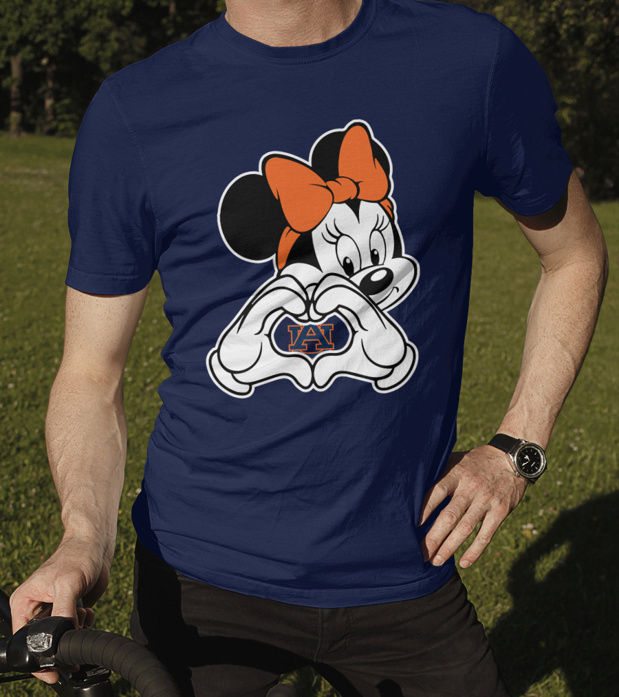 Minnie Mouse Auburn Tigers Au Logo Heart Hands T-Shirt