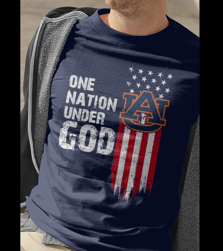 One Nation Under God Auburn Tigers Logo Stars And Stripes T-Shirt