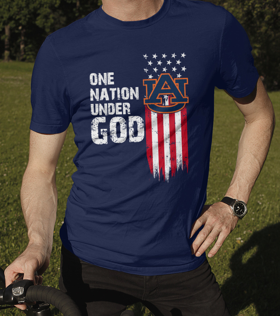 One Nation Under God Auburn Tigers Logo Stars And Stripes T-Shirt