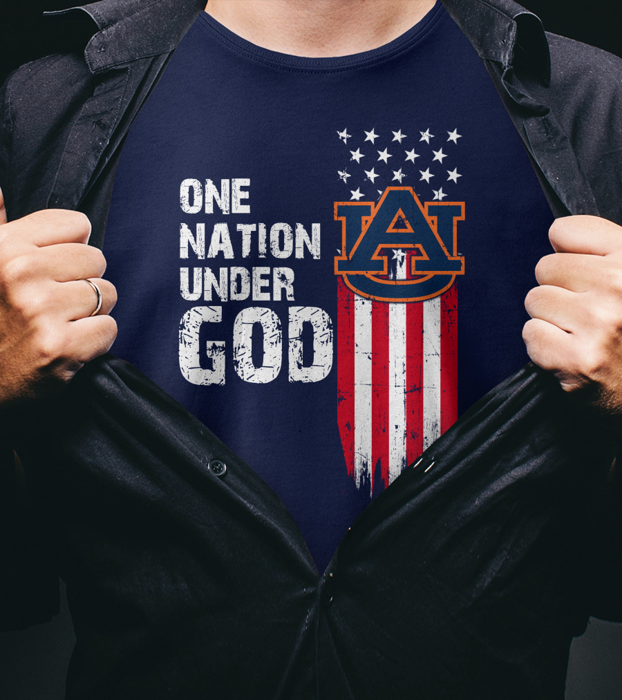One Nation Under God Auburn Tigers Logo Stars And Stripes T-Shirt