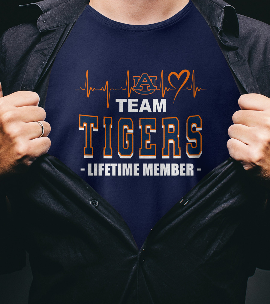 Team Tigers Lifetime Member Auburn Heartbeat T-Shirt