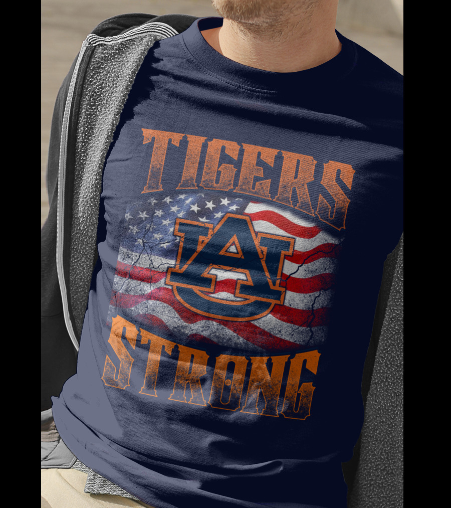 Auburn Tigers Strong American Flag T-Shirt