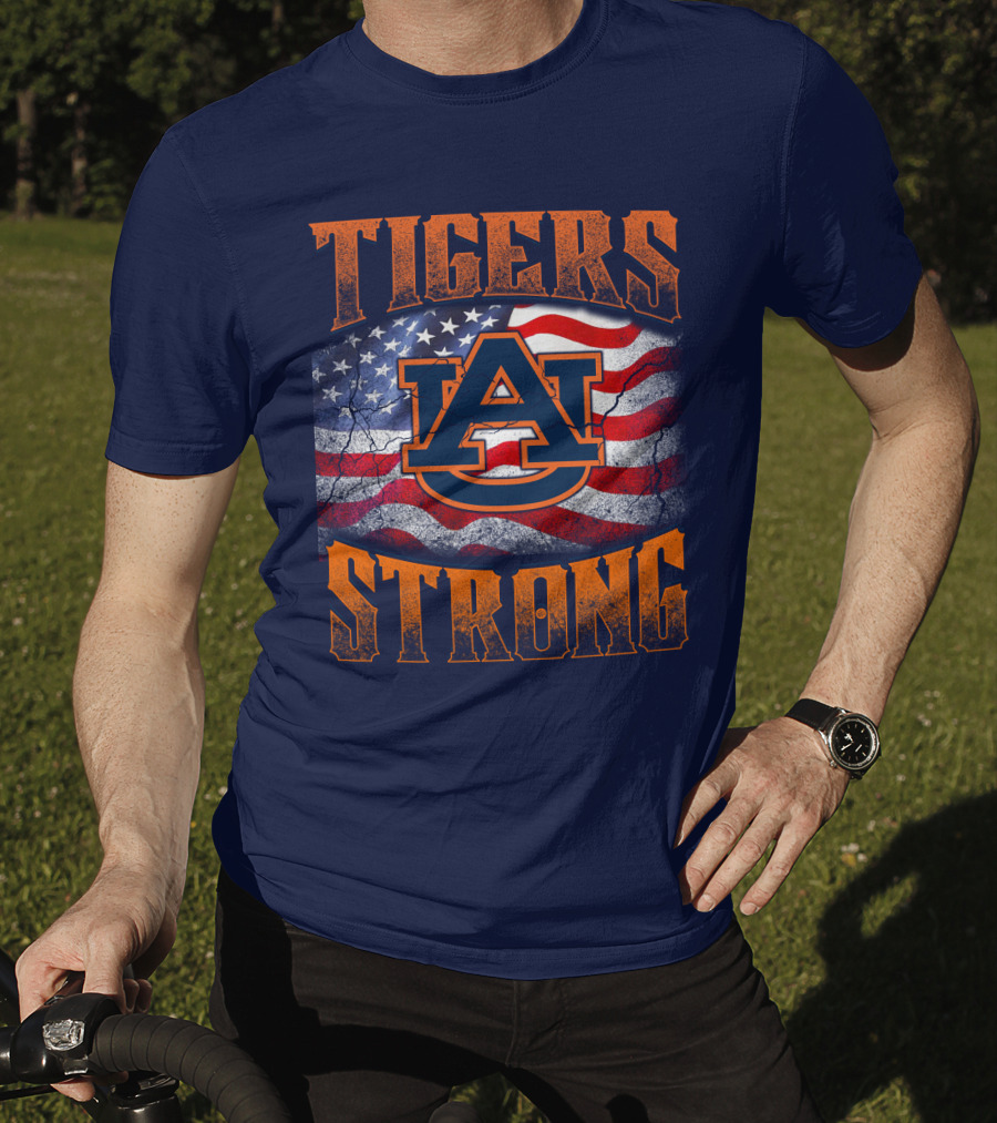 Auburn Tigers Strong American Flag T-Shirt