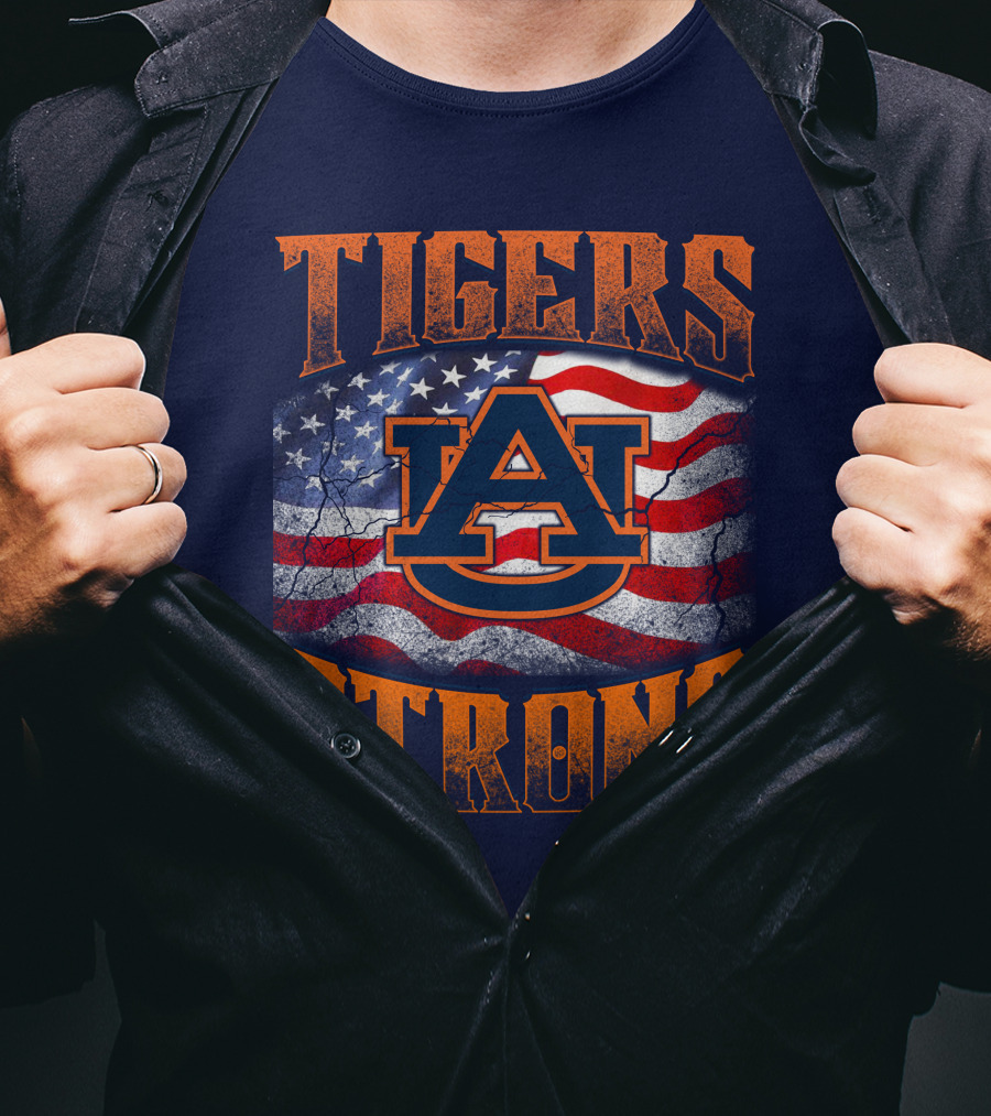 Auburn Tigers Strong American Flag T-Shirt