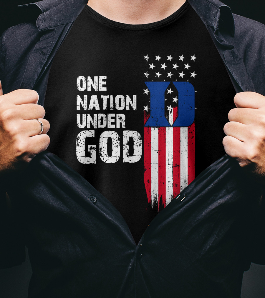 One Nation Under God Duke Blue Devils Usa Flag Stars And Stripes T-Shirt