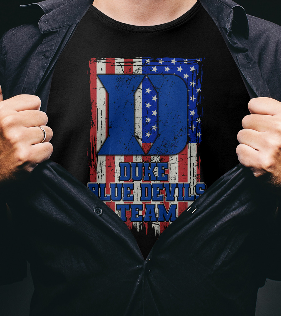 Duke Blue Devils Team Usa Flag D T-Shirt