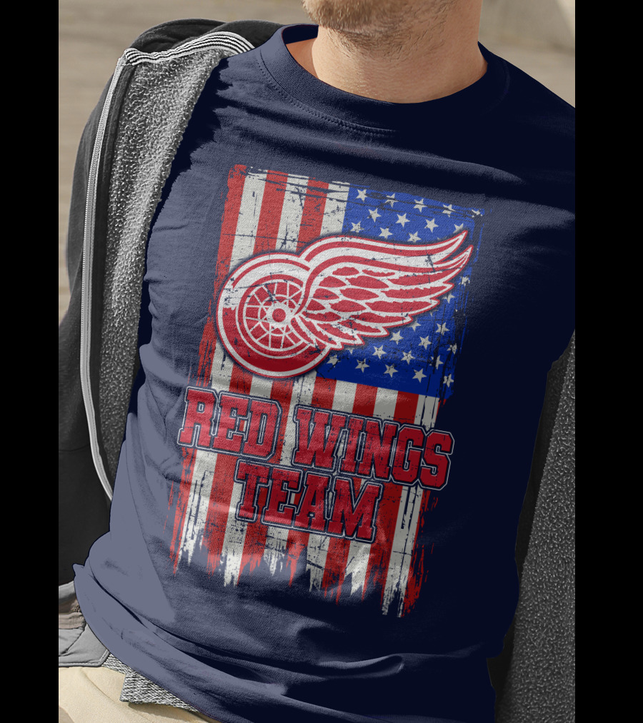Detroit Red Wings Team American Flag T-Shirt