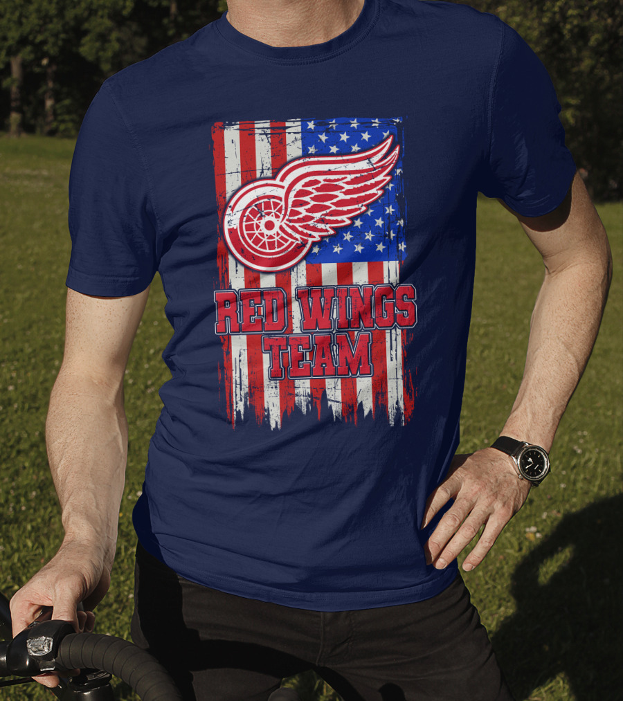 Detroit Red Wings Team American Flag T-Shirt