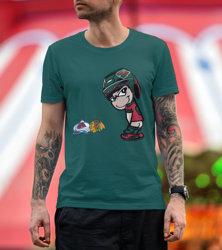 Minnesota Wild Character Mocking Colorado Avalanche And Chicago Blackhawks T-Shirt